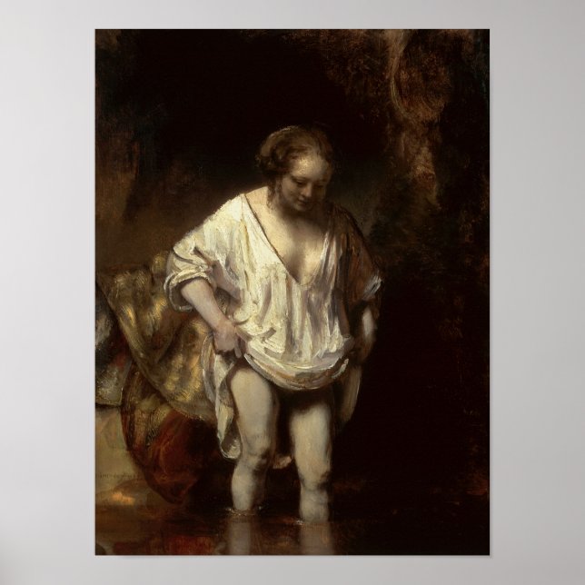 Baden von Frauen im Fluss, 1654 Poster (Vorne)