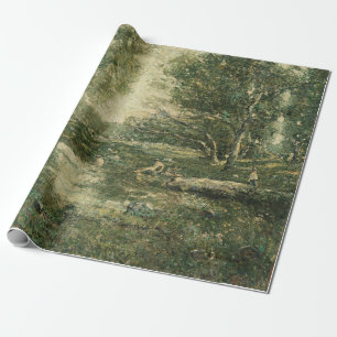 Badende in grüner Waldlandschaft (Vintage Art) Geschenkpapier
