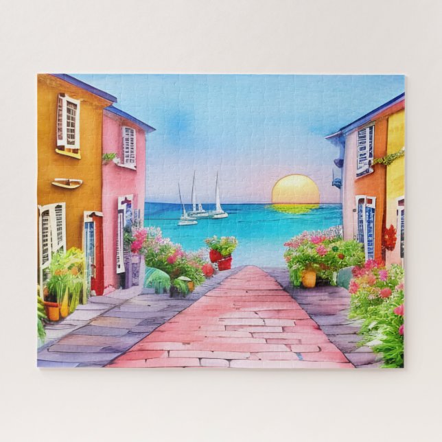 Badeort Sunset Watercolor Puzzle (Horizontal)