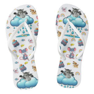 Badeschlappen Regenbogen Katze Hund Mäuse Käse Fis Flip Flops