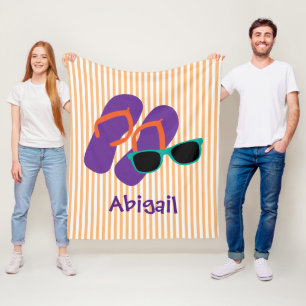 Badeschlappen und Sonnenbrillen, Personalisiert Fleecedecke