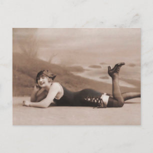 Badeschönheit !! Süße Flapper-Girl aus den 1920er Postkarte
