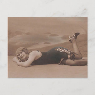 Badeschönheit !! Süßes Flapper-Mädchen aus den 192 Postkarte