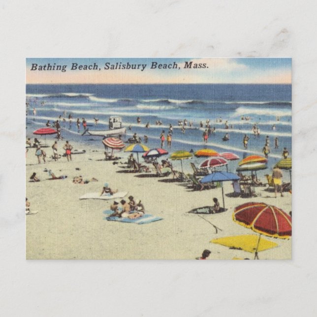 Badestrand, Salisbury, mass Antique Beach Szene Postkarte (Vorderseite)