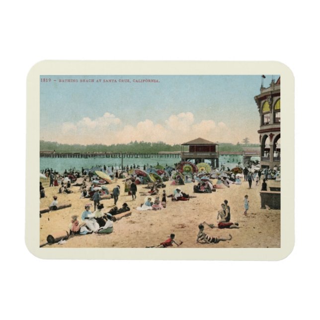 Badestrand, Santa Cruz - Vintager Stil Magnet (Horizontal)