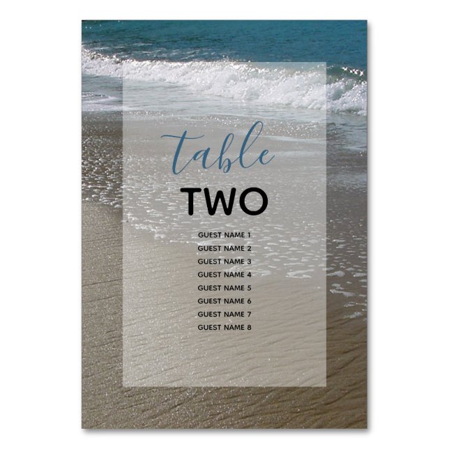Badestrand und Sandstrand Tischnummer (Vorderseite)