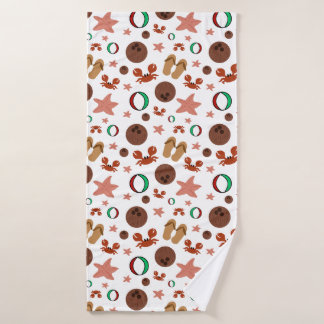 Badetuch am Strand: Urlaub fertig Badehandtuch