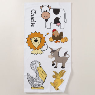 Badetuch der Tierillustrations-Namekinder