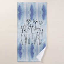 Badetuch (Handgezeichnet Katzen)