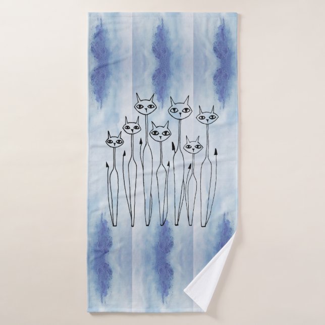Badetuch (Handgezeichnet Katzen) Badehandtuch (Badehandtuch)