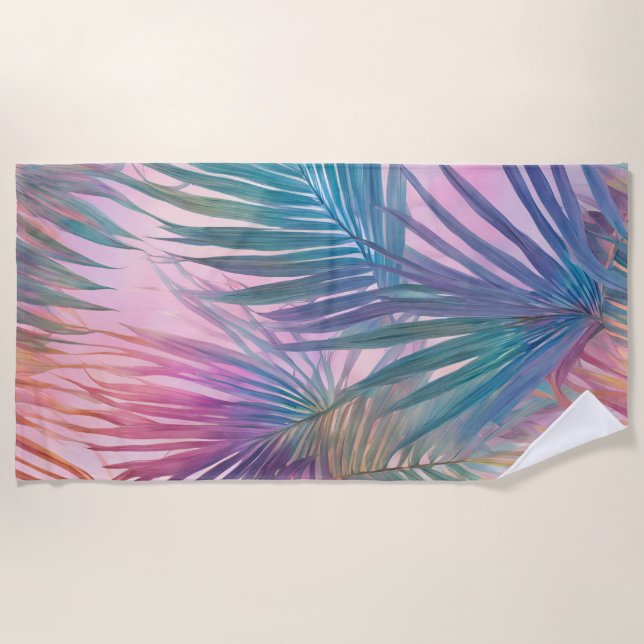 Badetuch in Pastellfarben Blätter aus Palm (Vorderseite)
