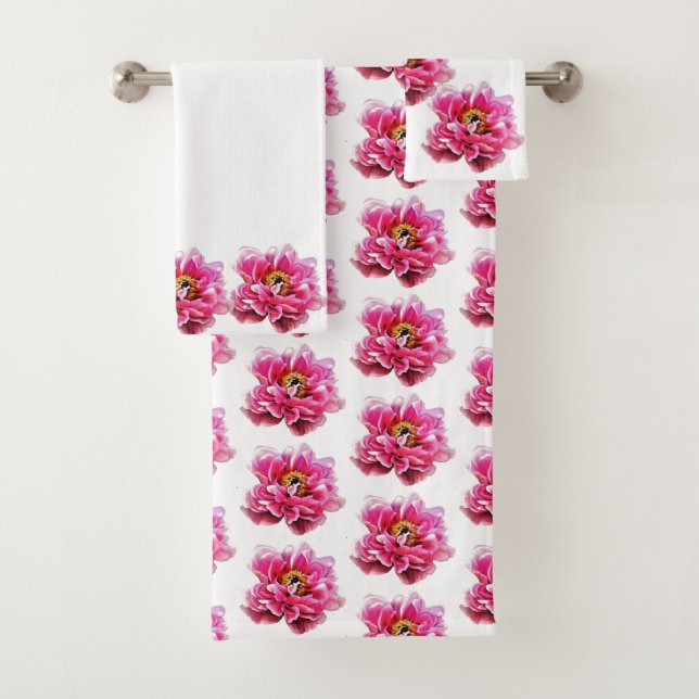 Badetuch Rosa Peonys Badhandtuch Set (Insitu)