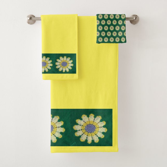 Badetuch-Set - Afghan Daisy Badhandtuch Set (Insitu)