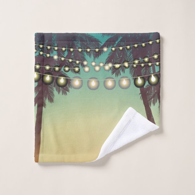 Badetuch Set Beach Sunset Palm Tree String L (Waschlappen)