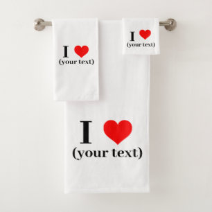 Badetuch Set - Custom I heart (Ihr Text)