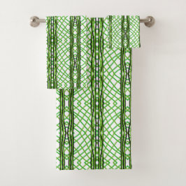 Badetuch Set Grün, Schwarz, Weiß
