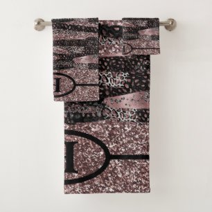 Badetuch Set Leopard Print Glitzer