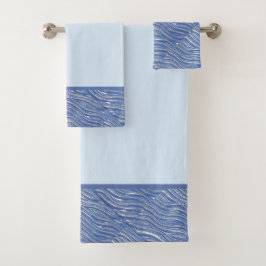 Badetuch-Set mit Blauer Wasserstruktur Badhandtuch Set