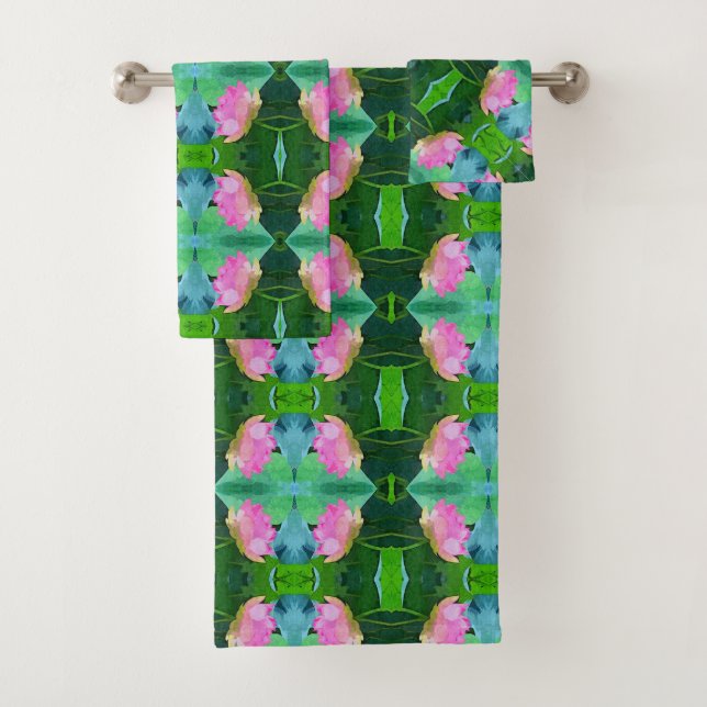 Badetuch Set - Rosa Lotus Abstrakt (Insitu)