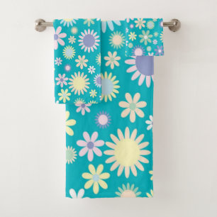 Badetücher Set Blau Blume