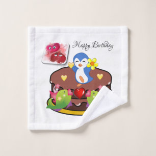 Badetücher Sets Happy Birthday Pinguin Hearts