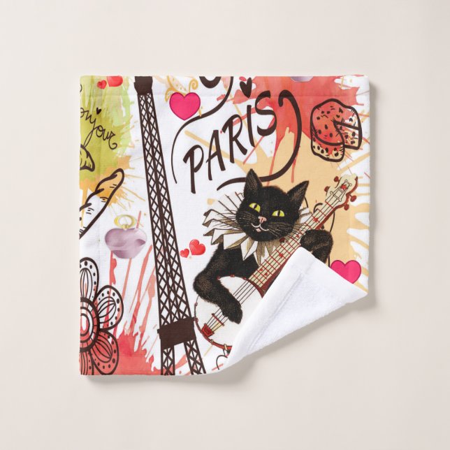 Badetücher Sets Valentinstag, Paris Frankreich (Waschlappen)