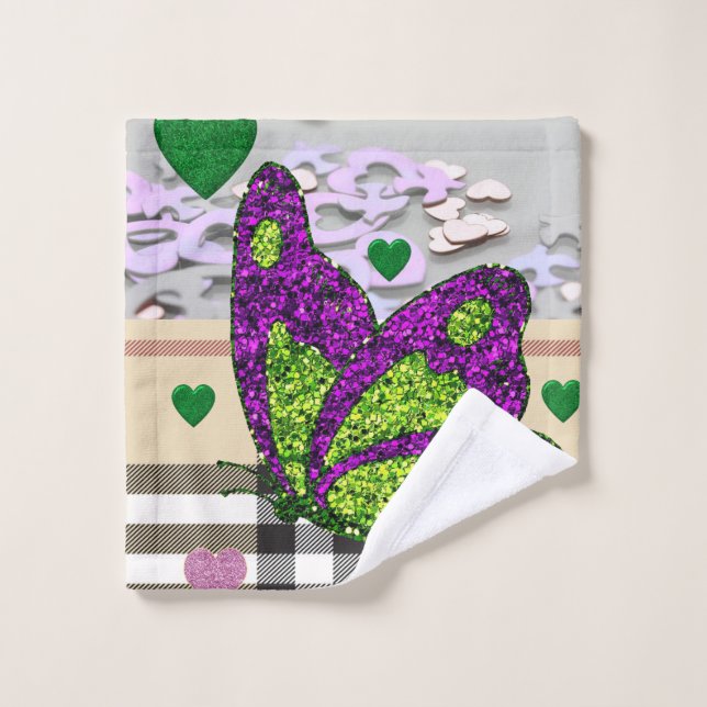 Badetücher Sets Valentinstag, Schmetterling (Waschlappen)
