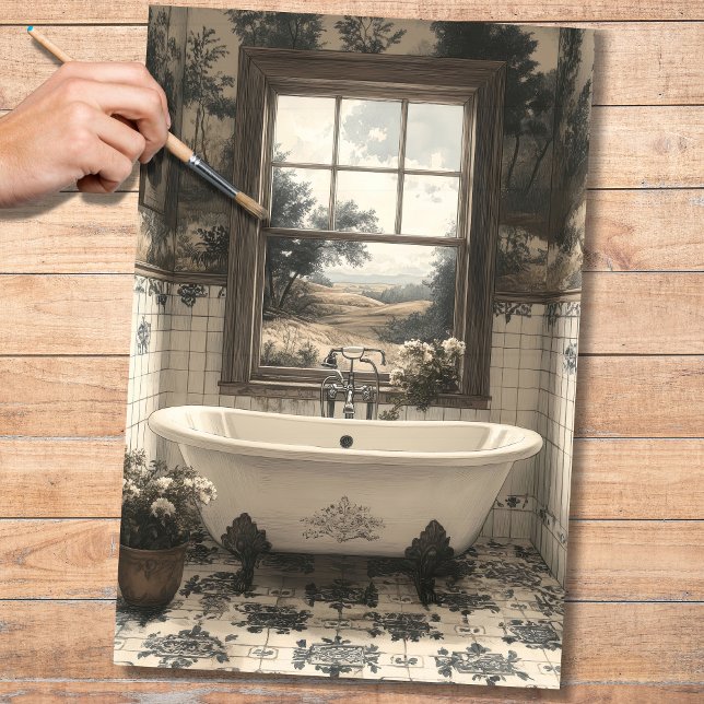 Badewanne mit Blick auf 2 Decoupage Seidenpapier (Von Creator hochgeladen)