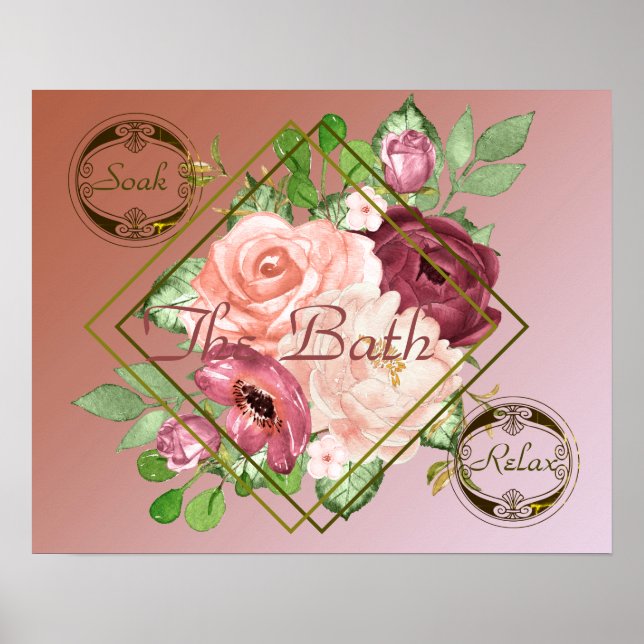 Badewanne mit Rose Poster (Vorne)