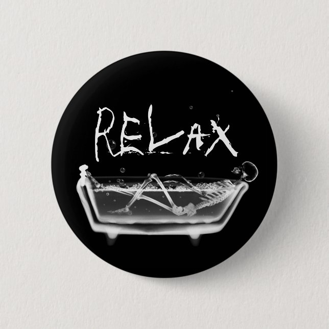 Badewanne-Röntgenstrahl-Skeleton Schwarzes u. Weiß Button (Vorderseite)