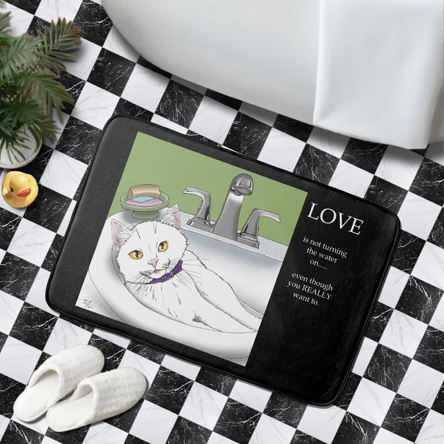 Badewanne Sink Weiße Katze Badematte (Von Creator hochgeladen)