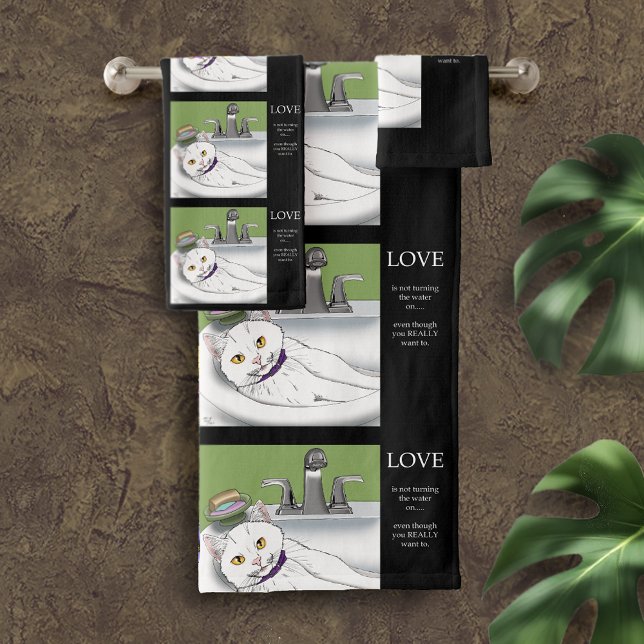 Badewanne Sink Weiße Katze Badhandtuch Set (Von Creator hochgeladen)