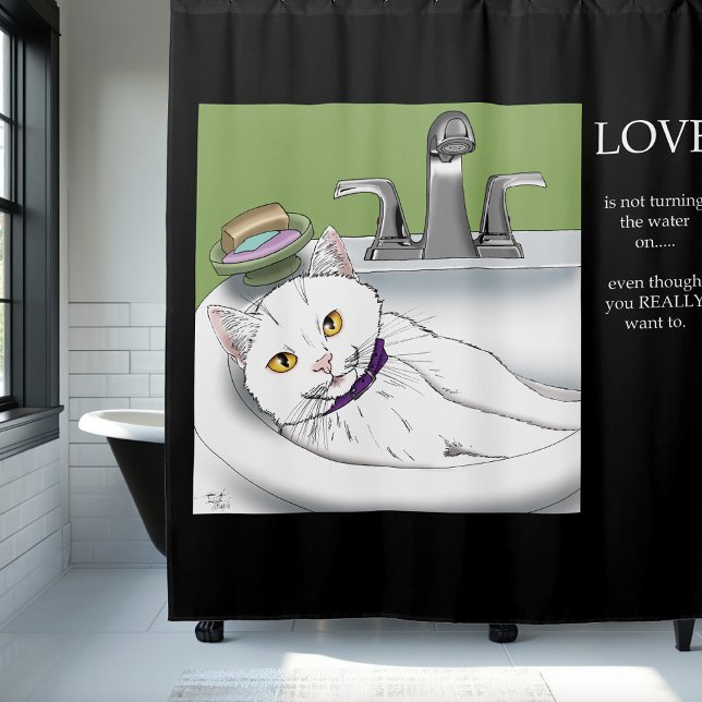 Badewanne Sink Weiße Katze Duschvorhang (Von Creator hochgeladen)