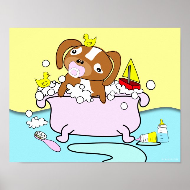 Badewanne Welpe Schnuller Poster 14 (Vorne)