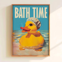Badezeit-Gummiente Druck – Retro-Badezimmer-Wand