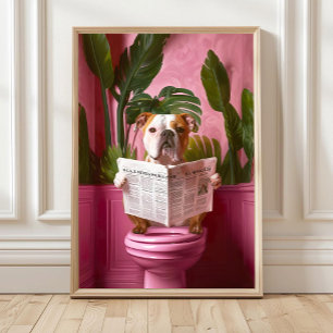 Badezimmer American Bulldog liest auf Toilette Dru Poster