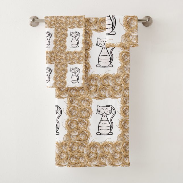 Badezimmer Handtuch Sets Katze (Insitu)