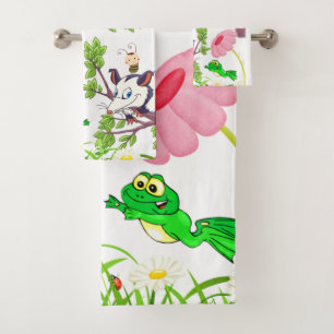 Badezimmer Handtuchsets Opossum Frosch Küken Blume Badhandtuch Set