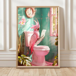 Badezimmer Kakadu auf Toilette Druck, Badezimmer D Poster