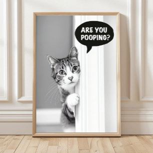 Badezimmer Katzen Poster, Kackst du gerade Poster, Poster