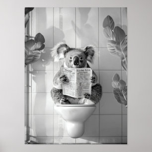 Badezimmer Koala auf Toilette Druck, Lustiges Post Poster
