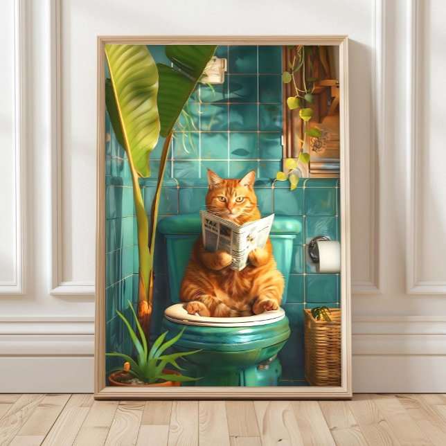 Badezimmer Orange Tabby Katzen Druck, Lustiger Tab Poster (Von Creator hochgeladen)