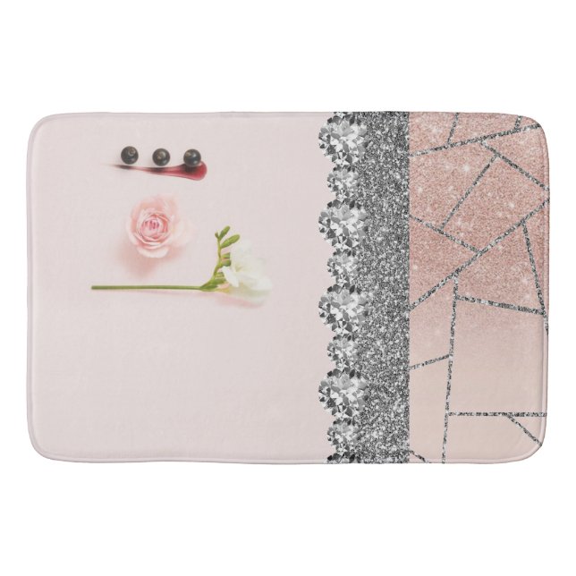 Badezimmer Räume Design Zuhause Schwarzer Glitzer  Badematte (Vorderseite)