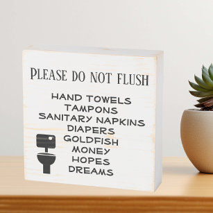 Badezimmer Restaurant Business Bitte nicht spülen Holzkisten Schild