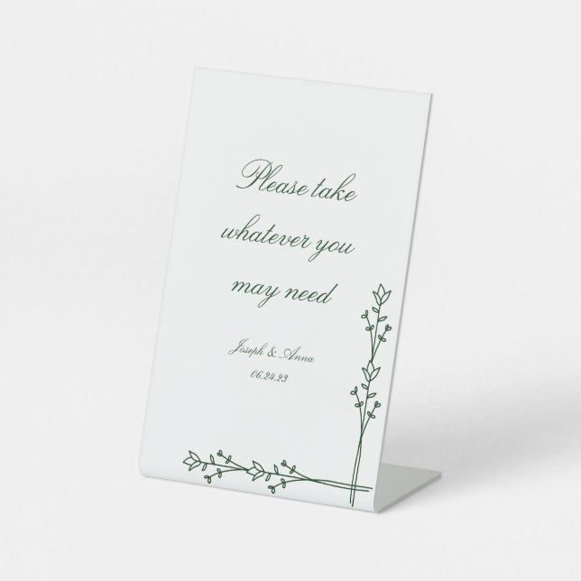 Badezimmer Schild in dunkelgrünen Florals (Vorderseite)