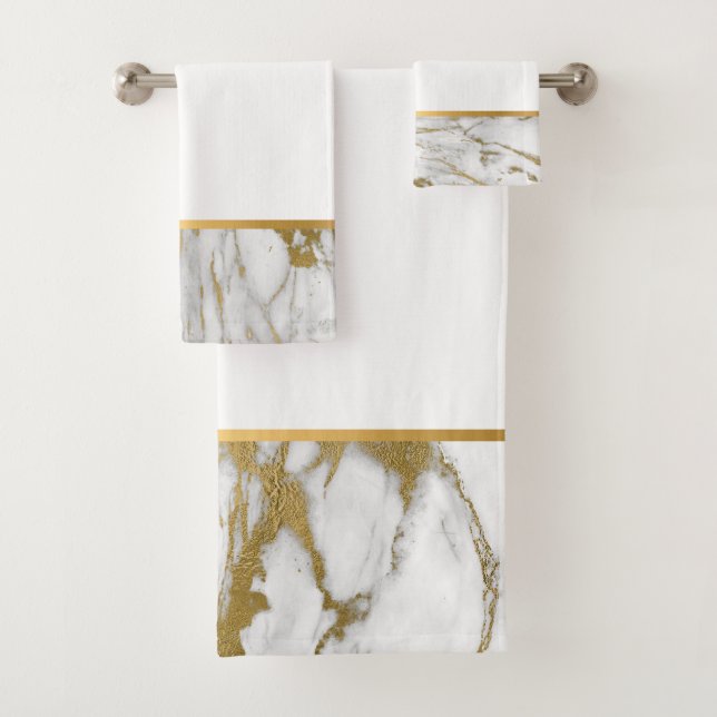 BADEZIMMER-TOWEL-SET "WHIRLMARBLE GOLD" BADHANDTUCH SET (Insitu)