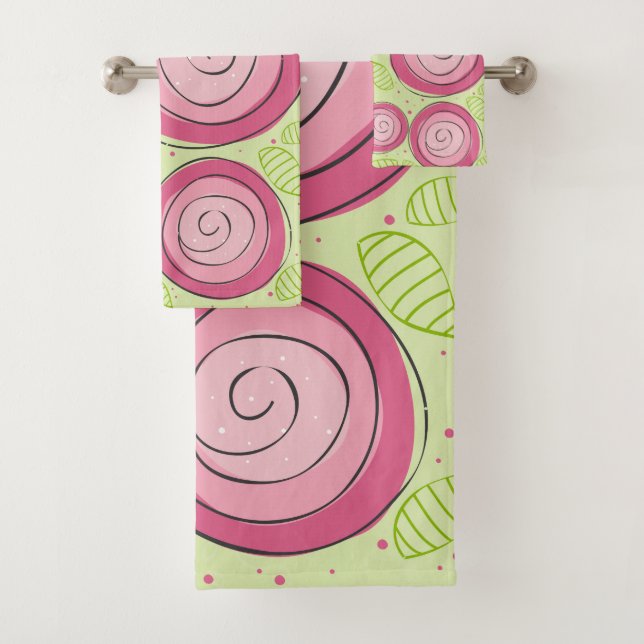 Badezimmer-Tuch-Set, rosa Rosen Badhandtuch Set (Insitu)