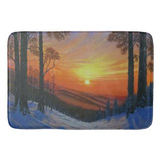 Badezimmerteppich - "Sonnenuntergang über schneebe Badematte