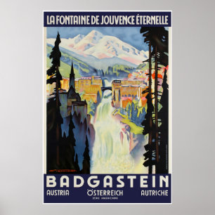 Badgastein, Österreich, Reise-Ski-Plakat Poster