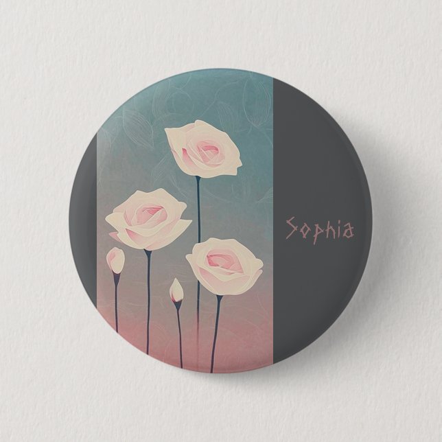 Badge Rond 5 cm Roses, personalized Button (Vorderseite)